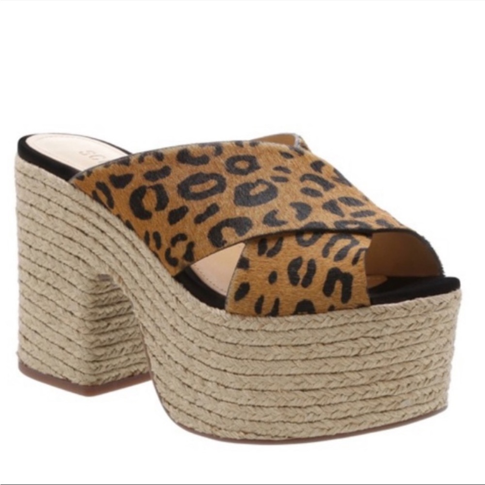 SCHUTZ Leopard Print Platform Sandals - Brown & Black - Picture 4 of 9